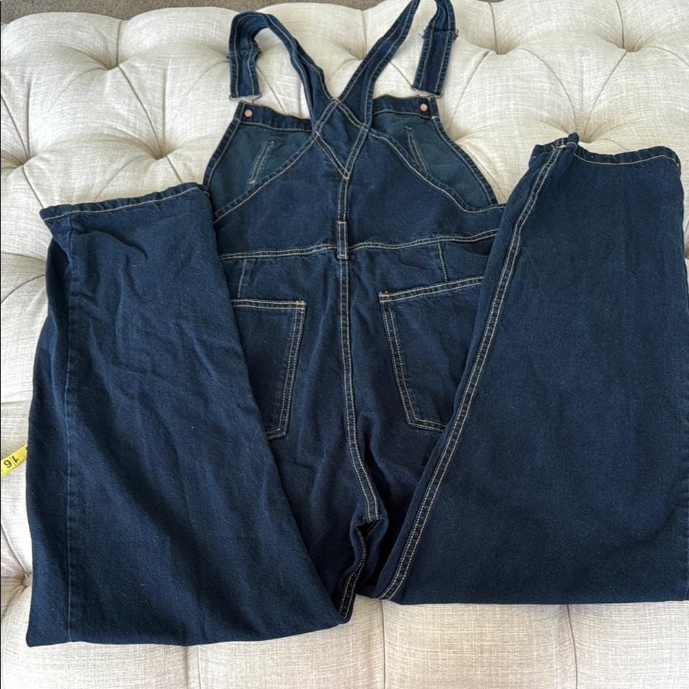 We The Free Black Denim Overalls with Pink Button Accents - Picture 6 of 12